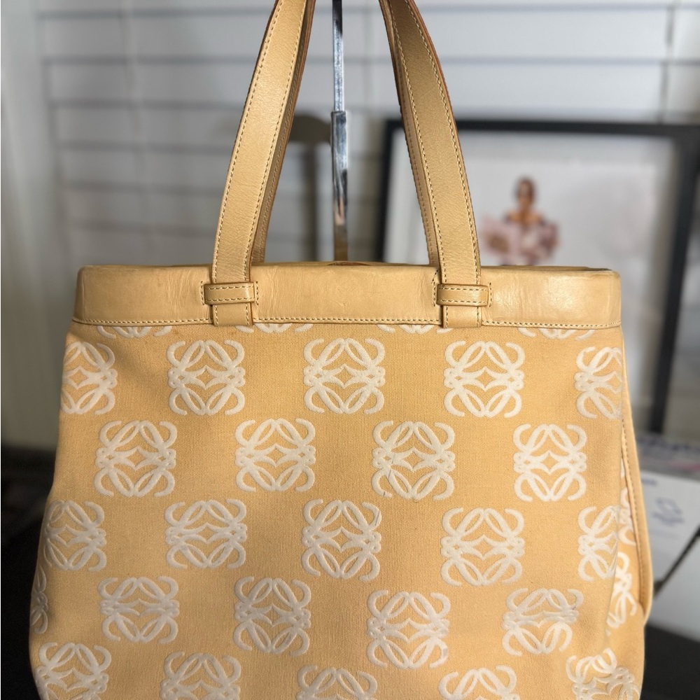 Loewe Vintage Anagram Canvas Tote – Authentic